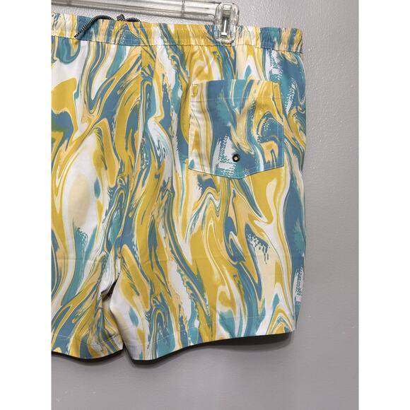 Open Edit Men's Yellow/Blue Swirl Recycled Volley Swim Trunks XXL NWT - Picture 7 of 9